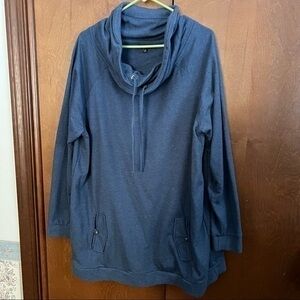 Relativity 2X Muted Blue Tunic Adjustable Neckline. Faux Pockets